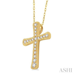 1/6 Ctw Round Cut Diamond Cross Pendant in 14K Yellow Gold with Chain 1/6 Ctw Round Cut Diamond Cross Pendant in 14K Yellow Gold with Chain