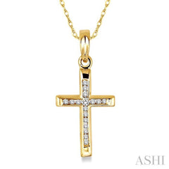 1/10 Ctw Single Cut Diamond Cross Pendant in 14K Yellow Gold with Chain 1/10 Ctw Single Cut Diamond Cross Pendant in 14K Yellow Gold with Chain