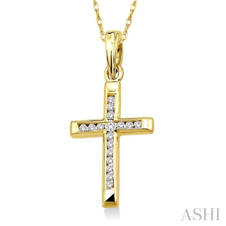 1/10 Ctw Single Cut Diamond Cross Pendant in 14K Yellow Gold with Chain 1/10 Ctw Single Cut Diamond Cross Pendant in 14K Yellow Gold with Chain