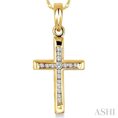 1/10 Ctw Single Cut Diamond Cross Pendant in 14K Yellow Gold with Chain 1/10 Ctw Single Cut Diamond Cross Pendant in 14K Yellow Gold with Chain