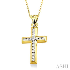 1/4 Ctw Round Cut Diamond Cross Pendant in 14K Yellow Gold with Chain 1/4 Ctw Round Cut Diamond Cross Pendant in 14K Yellow Gold with Chain