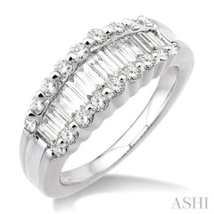 1 ctw Baguette and Round Cut Diamond Band in 14K White Gold 1 ctw Baguette and Round Cut Diamond Band in 14K White Gold
