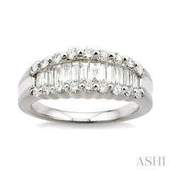 1 ctw Baguette and Round Cut Diamond Band in 14K White Gold 1 ctw Baguette and Round Cut Diamond Band in 14K White Gold