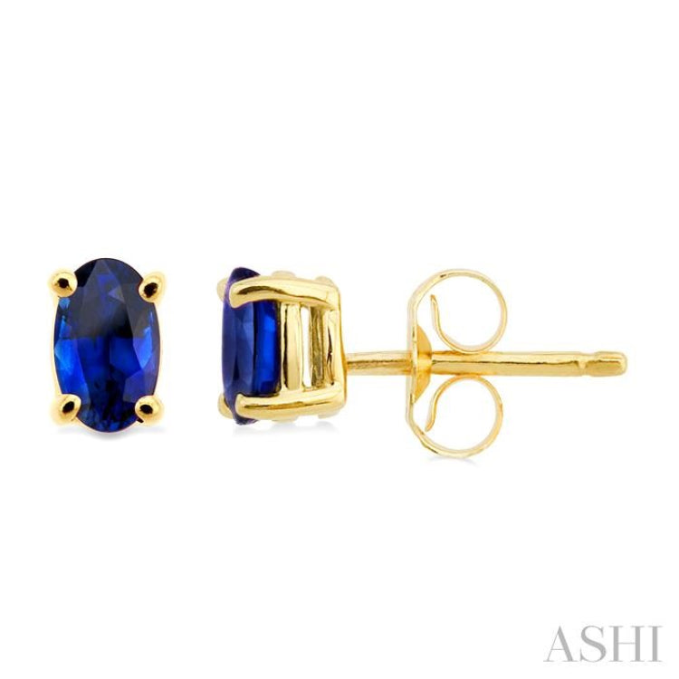 5x3 MM Oval Cut Sapphire Stud Earrings in 14K Yellow Gold 5x3 MM Oval Cut Sapphire Stud Earrings in 14K Yellow Gold