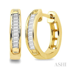 1/10 ctw Baguette Cut Diamond Huggie Earrings in 10K Yellow Gold 1/10 ctw Baguette Cut Diamond Huggie Earrings in 10K Yellow Gold