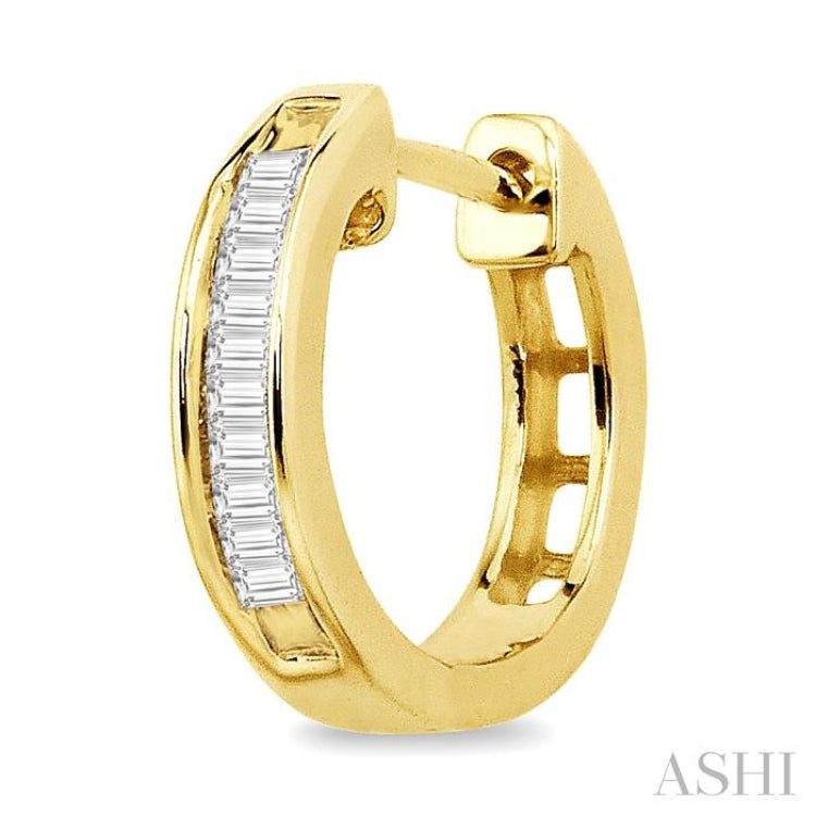 1/10 ctw Baguette Cut Diamond Huggie Earrings in 10K Yellow Gold 1/10 ctw Baguette Cut Diamond Huggie Earrings in 10K Yellow Gold