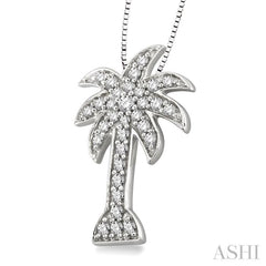 1/2 Ctw Round Cut Diamond Palm Tree Pendant in 14K White Gold with Chain 1/2 Ctw Round Cut Diamond Palm Tree Pendant in 14K White Gold with Chain