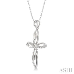 1/10 Ctw Round Cut Diamond Cross Pendant in 14K White Gold With Chain 1/10 Ctw Round Cut Diamond Cross Pendant in 14K White Gold With Chain