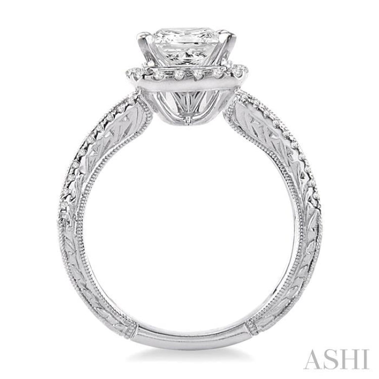 1 1/6 ctw Diamond Engagement Ring with 3/4 ct Princess Cut Center Stone in 14K White Gold 1 1/6 ctw Diamond Engagement Ring with 3/4 ct Princess Cut Center Stone in 14K White Gold