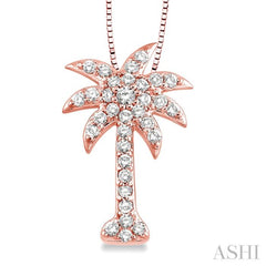 1/2 Ctw Round Cut Diamond Palm Tree Pendant in 14K Rose Gold with Chain 1/2 Ctw Round Cut Diamond Palm Tree Pendant in 14K Rose Gold with Chain