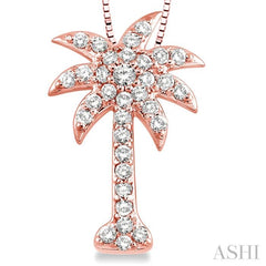 1/2 Ctw Round Cut Diamond Palm Tree Pendant in 14K Rose Gold with Chain 1/2 Ctw Round Cut Diamond Palm Tree Pendant in 14K Rose Gold with Chain
