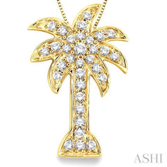 1/2 Ctw Round Cut Diamond Palm Tree Pendant in 14K Yellow Gold with Chain 1/2 Ctw Round Cut Diamond Palm Tree Pendant in 14K Yellow Gold with Chain