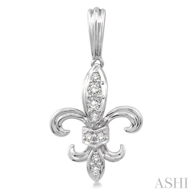 1/4 Ctw Round Cut Diamond Fleur De Lis Earrings in 14K White Gold 1/4 Ctw Round Cut Diamond Fleur De Lis Earrings in 14K White Gold