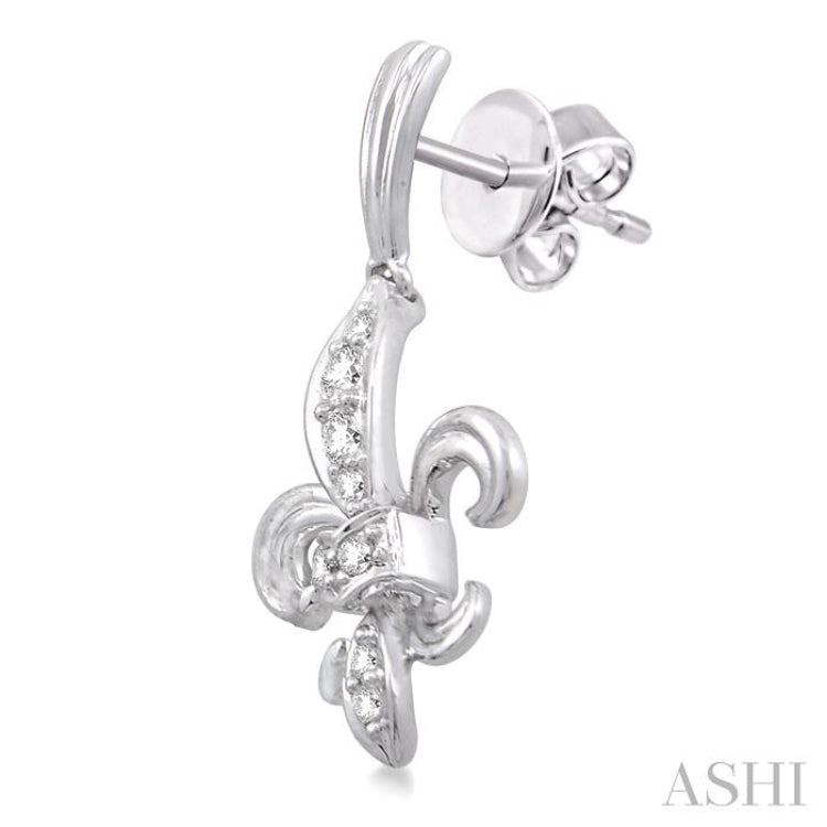 1/4 Ctw Round Cut Diamond Fleur De Lis Earrings in 14K White Gold 1/4 Ctw Round Cut Diamond Fleur De Lis Earrings in 14K White Gold