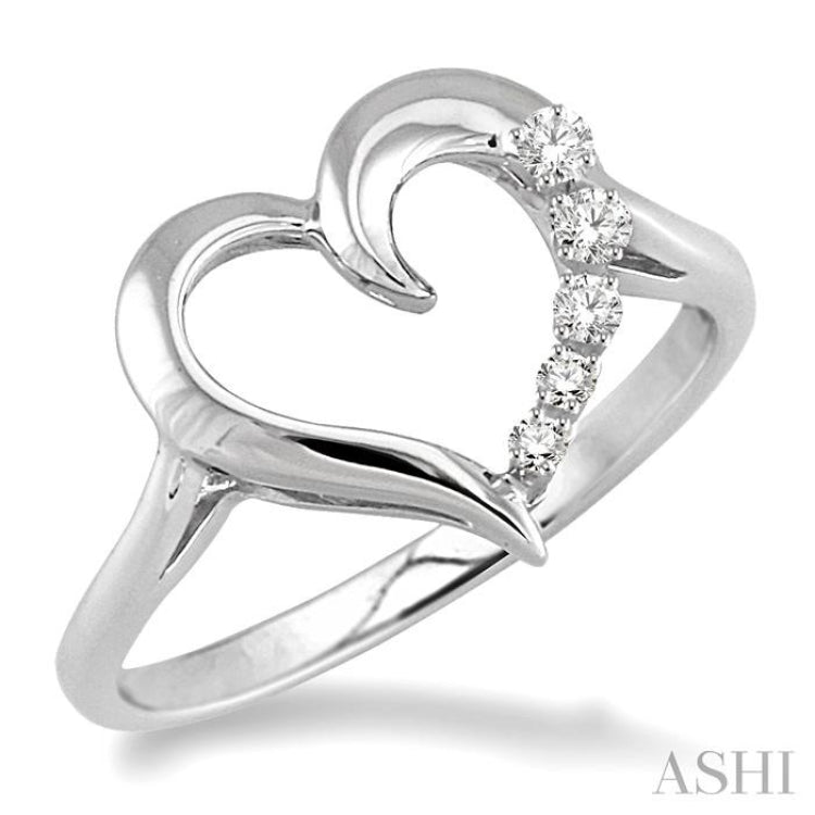 1/50 ctw Single Cut Diamond Heart Shape Diamond Journey Ring in Sterling Silver 1/50 ctw Single Cut Diamond Heart Shape Diamond Journey Ring in Sterling Silver
