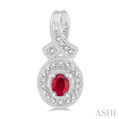 4x3 MM Oval Cut Ruby and 1/20 ctw Single Cut Diamond Earrings in Sterling Silver 4x3 MM Oval Cut Ruby and 1/20 ctw Single Cut Diamond Earrings in Sterling Silver