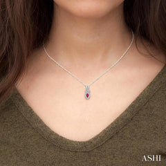 5x3 MM Oval Cut Ruby and 1/50 Ctw Single Cut Diamond Pendant in Sterling Silver with Chain 5x3 MM Oval Cut Ruby and 1/50 Ctw Single Cut Diamond Pendant in Sterling Silver with Chain