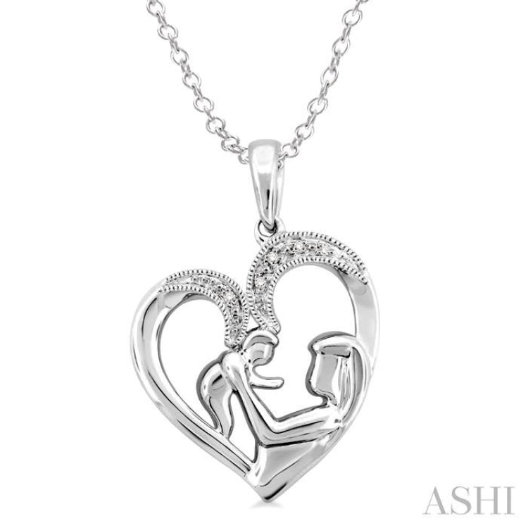 1/50 Ctw Single Cut Diamond Heart Pendant in Sterling Silver with Chain 1/50 Ctw Single Cut Diamond Heart Pendant in Sterling Silver with Chain