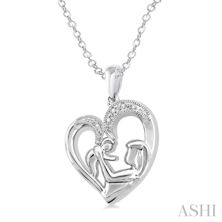 1/50 Ctw Single Cut Diamond Heart Pendant in Sterling Silver with Chain 1/50 Ctw Single Cut Diamond Heart Pendant in Sterling Silver with Chain