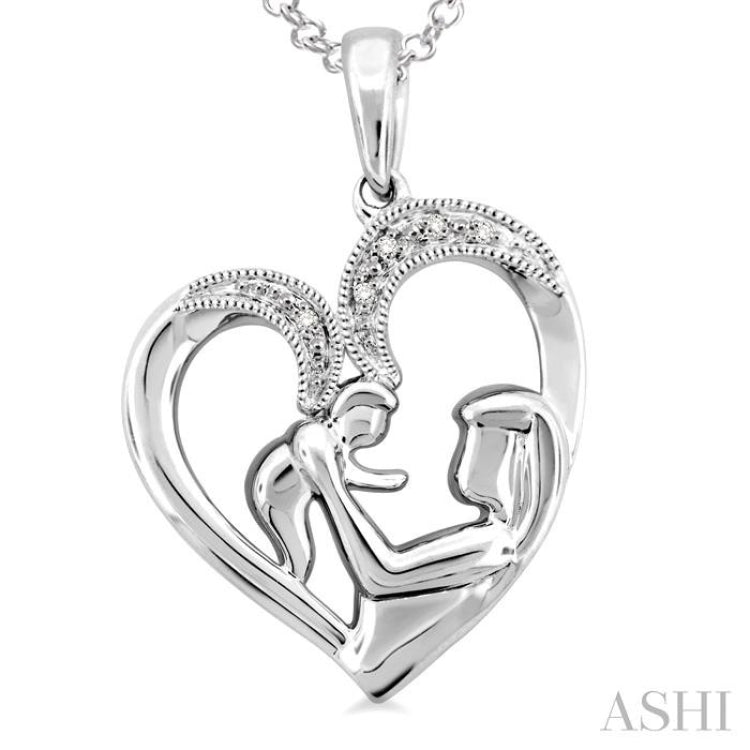 1/50 Ctw Single Cut Diamond Heart Pendant in Sterling Silver with Chain 1/50 Ctw Single Cut Diamond Heart Pendant in Sterling Silver with Chain