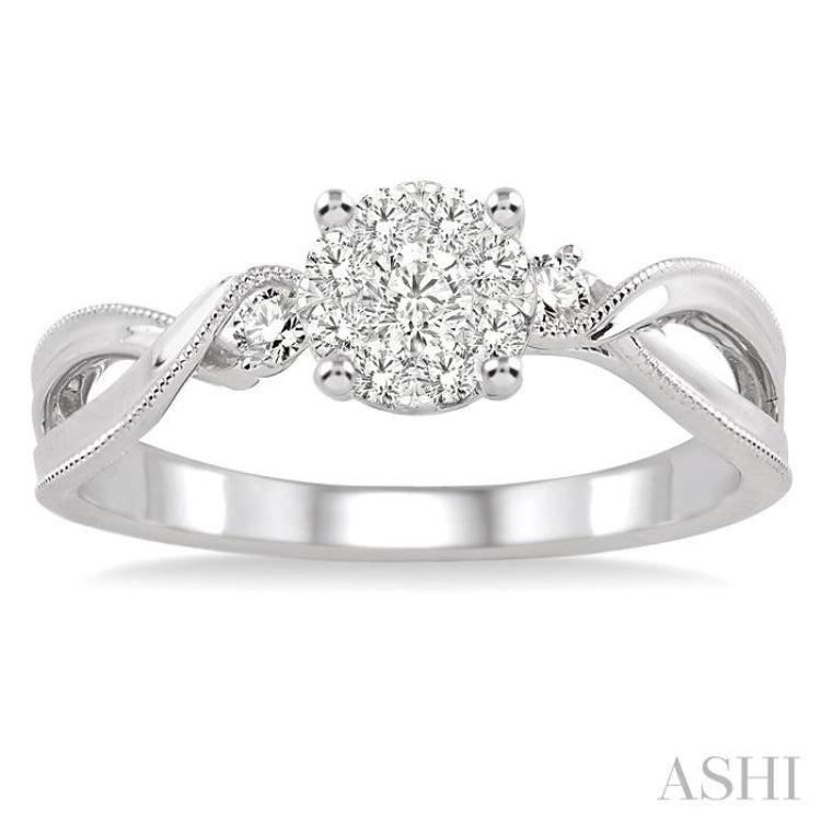 1/3 ctw Round Cut Diamond Lovebright Engagement Ring in 14K White Gold 1/3 ctw Round Cut Diamond Lovebright Engagement Ring in 14K White Gold