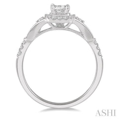 1/2 Ctw Diamond Engagement Ring with 1/5 Ct Princess Cut Center Stone in 14K White Gold 1/2 Ctw Diamond Engagement Ring with 1/5 Ct Princess Cut Center Stone in 14K White Gold