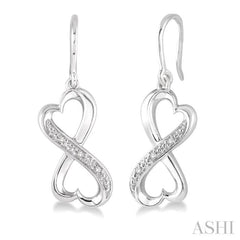1/50 ctw Heart Shape Round Cut Diamond Infinity Earrings in Sterling Silver 1/50 ctw Heart Shape Round Cut Diamond Infinity Earrings in Sterling Silver