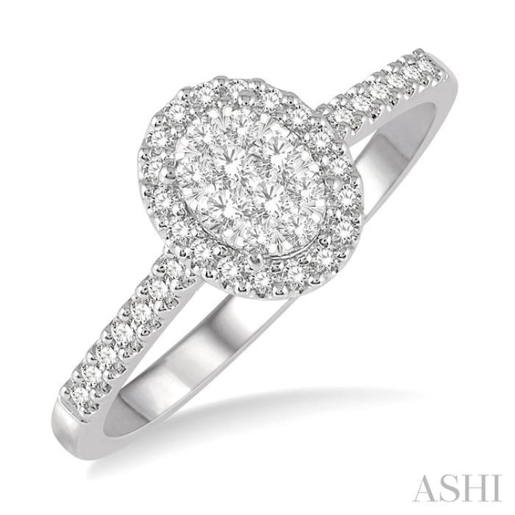 1/3 ctw Oval Shape Diamond Lovebright Ring in 14K White Gold 1/3 ctw Oval Shape Diamond Lovebright Ring in 14K White Gold