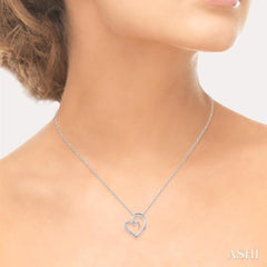 1/10 Ctw Round Cut Diamond Heart Shape Pendant in Sterling Silver with Chain 1/10 Ctw Round Cut Diamond Heart Shape Pendant in Sterling Silver with Chain