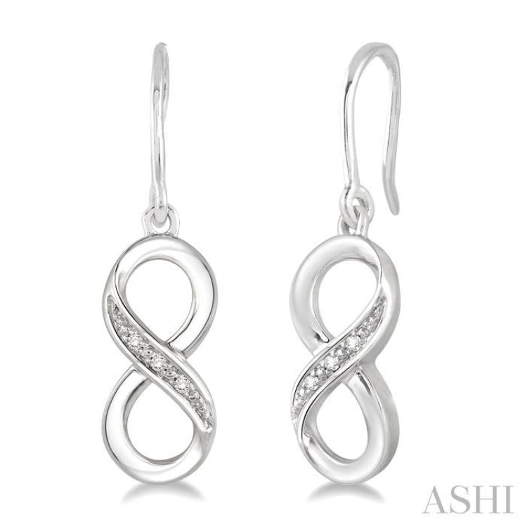1/50 Ctw Round Cut Diamond Infinity Earrings in Sterling Silver 1/50 Ctw Round Cut Diamond Infinity Earrings in Sterling Silver
