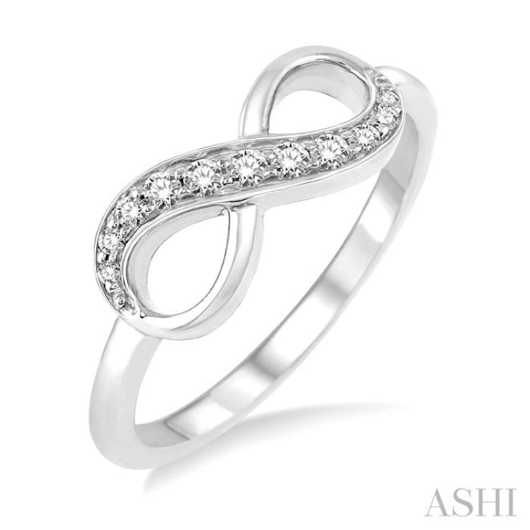 1/6 Ctw Round Cut Diamond Infinity Petite Ring in 10K White Gold 1/6 Ctw Round Cut Diamond Infinity Petite Ring in 10K White Gold