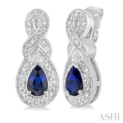 5x3 MM Pear Shape Sapphire and 1/20 ctw Round Cut Diamond Earrings in Sterling Silver 5x3 MM Pear Shape Sapphire and 1/20 ctw Round Cut Diamond Earrings in Sterling Silver