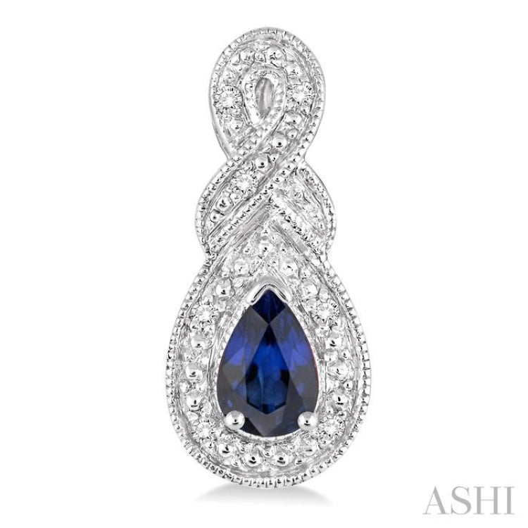 5x3 MM Pear Shape Sapphire and 1/20 ctw Round Cut Diamond Earrings in Sterling Silver 5x3 MM Pear Shape Sapphire and 1/20 ctw Round Cut Diamond Earrings in Sterling Silver