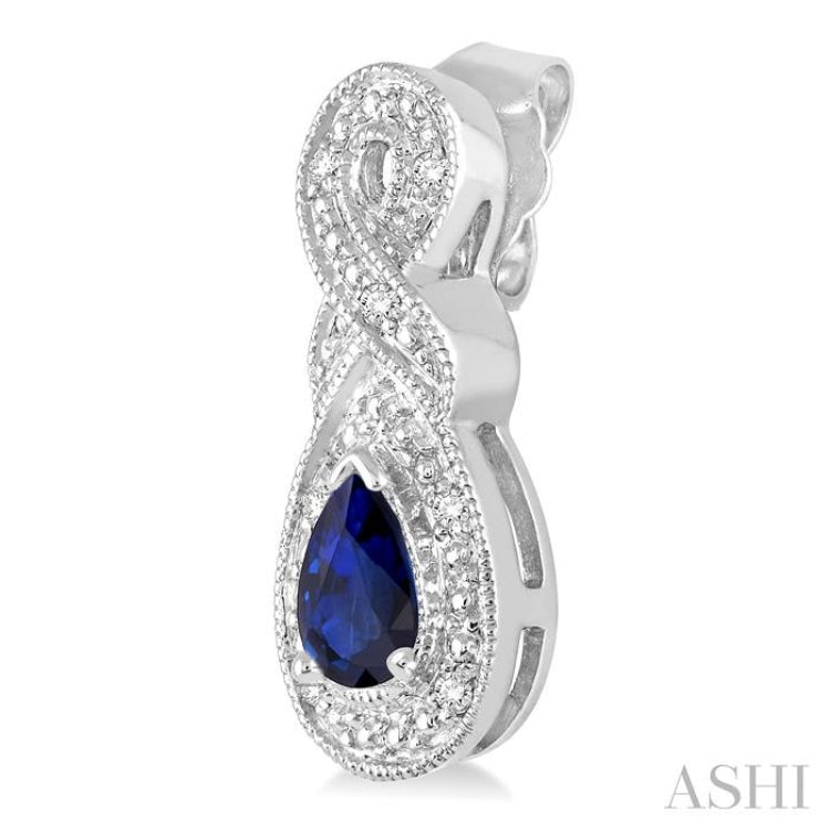 5x3 MM Pear Shape Sapphire and 1/20 ctw Round Cut Diamond Earrings in Sterling Silver 5x3 MM Pear Shape Sapphire and 1/20 ctw Round Cut Diamond Earrings in Sterling Silver