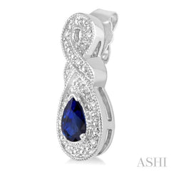 5x3 MM Pear Shape Sapphire and 1/20 ctw Round Cut Diamond Earrings in Sterling Silver 5x3 MM Pear Shape Sapphire and 1/20 ctw Round Cut Diamond Earrings in Sterling Silver