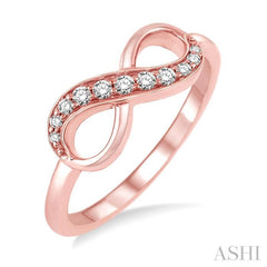 1/6 Ctw Round Cut Diamond Infinity Petite Ring in 14K Rose Gold 1/6 Ctw Round Cut Diamond Infinity Petite Ring in 14K Rose Gold