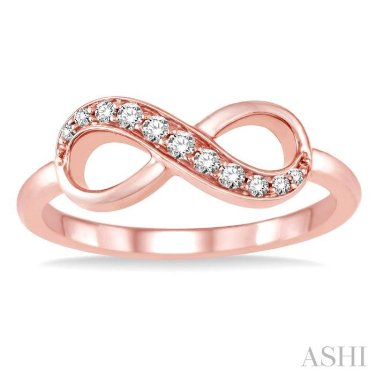 1/6 Ctw Round Cut Diamond Infinity Petite Ring in 14K Rose Gold 1/6 Ctw Round Cut Diamond Infinity Petite Ring in 14K Rose Gold