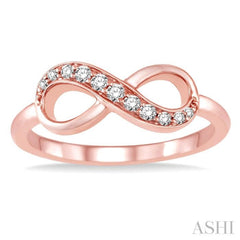 1/6 Ctw Round Cut Diamond Infinity Petite Ring in 14K Rose Gold 1/6 Ctw Round Cut Diamond Infinity Petite Ring in 14K Rose Gold