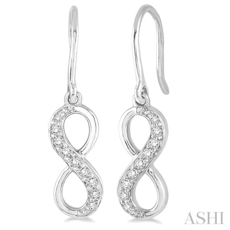 1/6 Ctw Round Cut Diamond Infinity Petite Earrings in 14K White Gold 1/6 Ctw Round Cut Diamond Infinity Petite Earrings in 14K White Gold