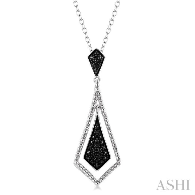 1/10 Ctw Round Cut Black Diamond Fashion Pendant in Sterling Silver with Chain 1/10 Ctw Round Cut Black Diamond Fashion Pendant in Sterling Silver with Chain