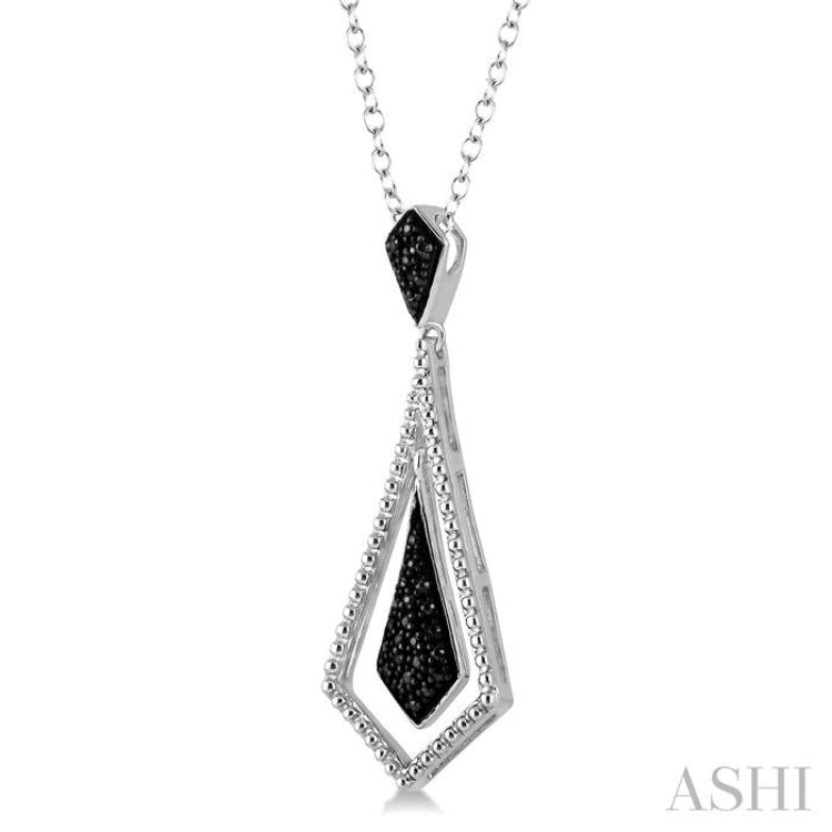 1/10 Ctw Round Cut Black Diamond Fashion Pendant in Sterling Silver with Chain 1/10 Ctw Round Cut Black Diamond Fashion Pendant in Sterling Silver with Chain