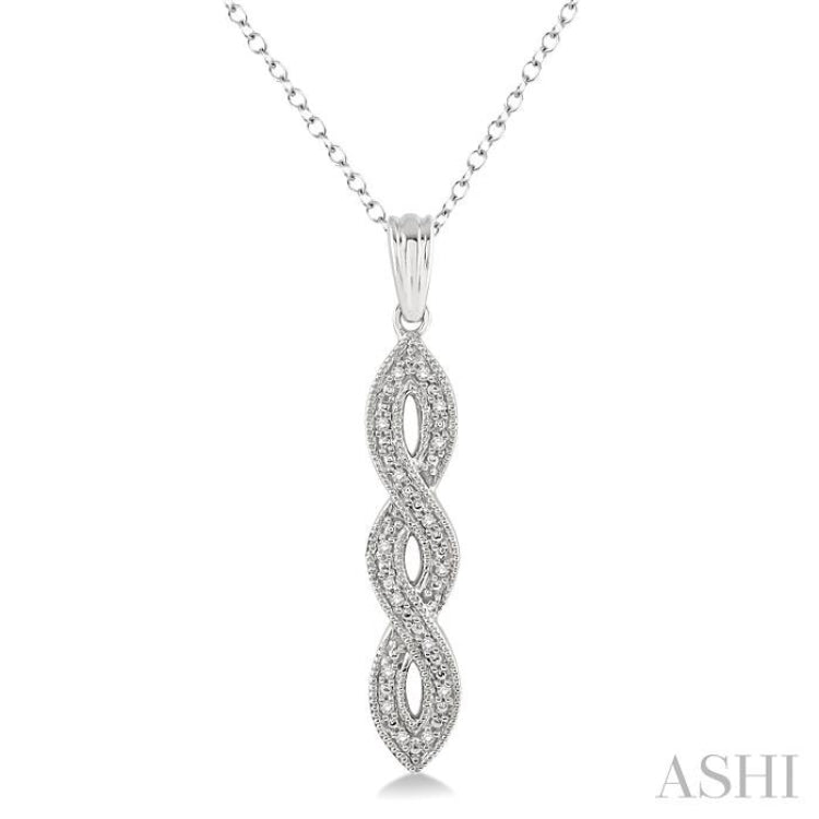 1/20 Ctw Round Cut Diamond Infinity Pendant in Sterling Silver with Chain 1/20 Ctw Round Cut Diamond Infinity Pendant in Sterling Silver with Chain