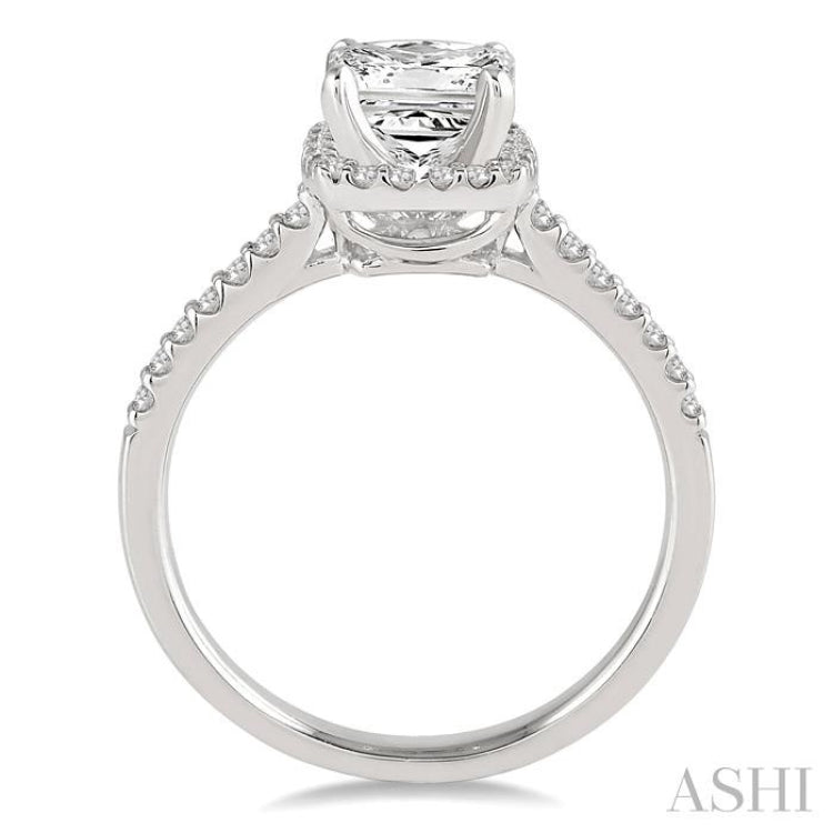 1/2 Ctw Diamond Engagement Ring with 1/4 Ct Princess Cut Center Stone in 14K White Gold 1/2 Ctw Diamond Engagement Ring with 1/4 Ct Princess Cut Center Stone in 14K White Gold