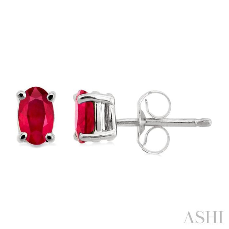 5x3 MM Oval Cut Ruby Stud Earrings in 14K White Gold 5x3 MM Oval Cut Ruby Stud Earrings in 14K White Gold