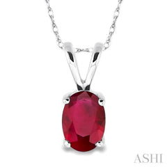 6x4 MM Oval Cut Ruby Pendant in 14K White Gold with Chain 6x4 MM Oval Cut Ruby Pendant in 14K White Gold with Chain