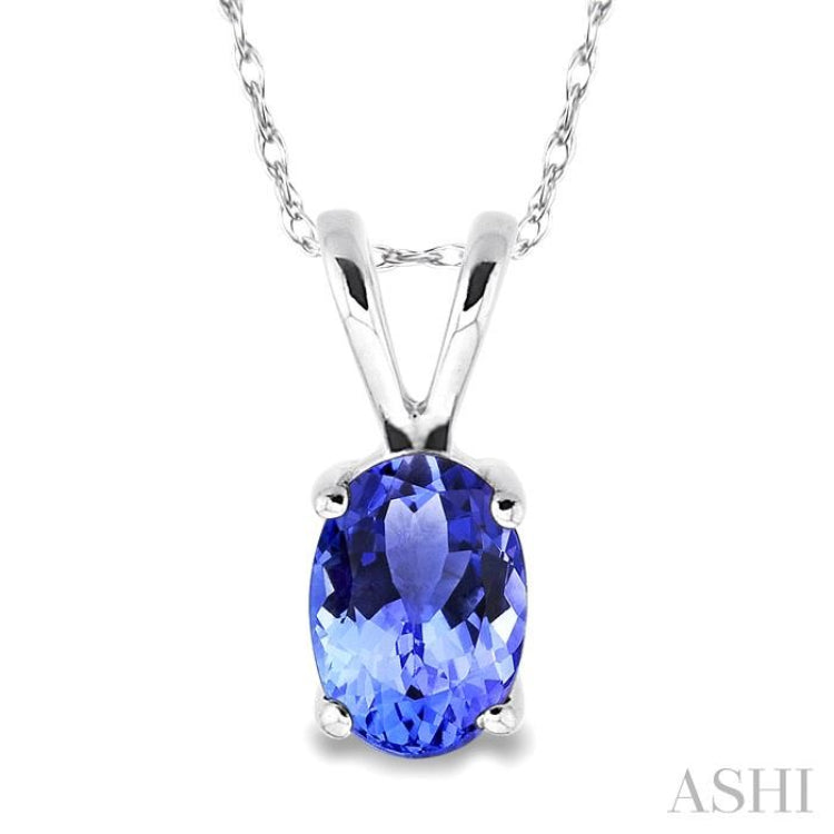 6x4 MM Oval Cut Tanzanite Pendant in 14K White Gold with Chain 6x4 MM Oval Cut Tanzanite Pendant in 14K White Gold with Chain