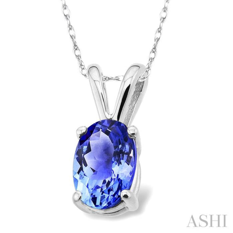6x4 MM Oval Cut Tanzanite Pendant in 14K White Gold with Chain 6x4 MM Oval Cut Tanzanite Pendant in 14K White Gold with Chain