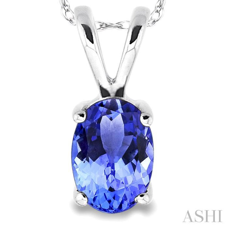 6x4 MM Oval Cut Tanzanite Pendant in 14K White Gold with Chain 6x4 MM Oval Cut Tanzanite Pendant in 14K White Gold with Chain