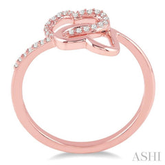 1/10 Ctw Round Cut Diamond Twins Heart Shape Ring in 10K Rose Gold 1/10 Ctw Round Cut Diamond Twins Heart Shape Ring in 10K Rose Gold