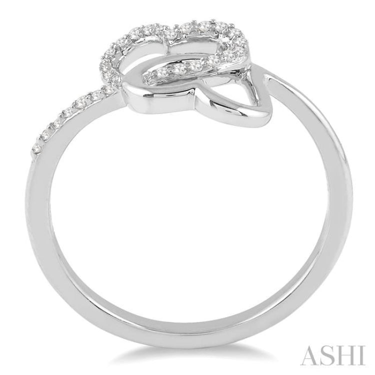 1/10 Ctw Round Cut Diamond Twins Heart Shape Ring in 10K White Gold 1/10 Ctw Round Cut Diamond Twins Heart Shape Ring in 10K White Gold